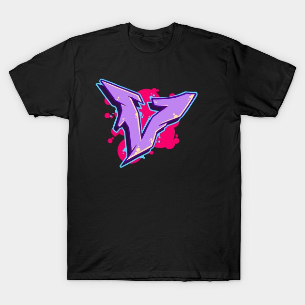 Letter V  - Graffiti Street Art Style T-Shirt by CreativeOpus